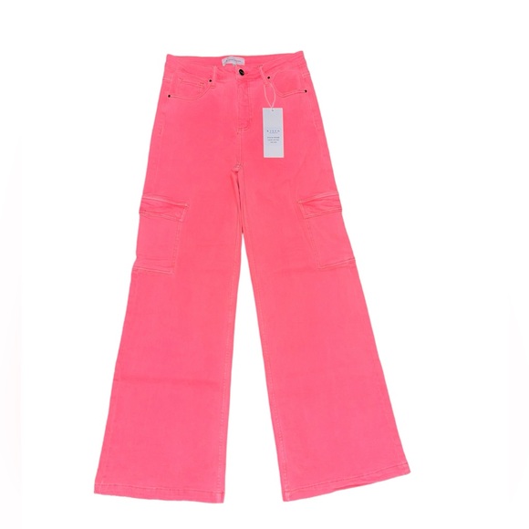 Risen Denim - Women’s Risen Living In The Moment Cargo Flare Jeans Hot Pink Size 9/29